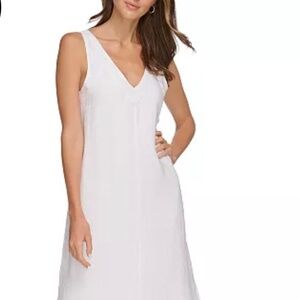 DKNY white line V-neck Maxi dress